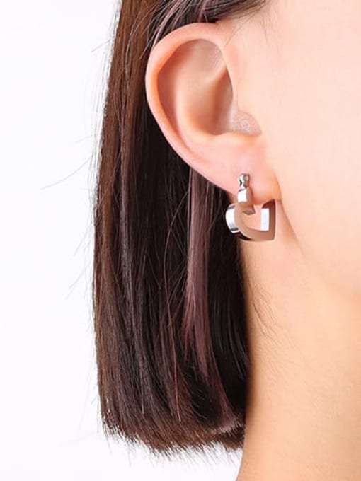 MAKA Titanium Steel Heart Minimalist Huggie Earring 3