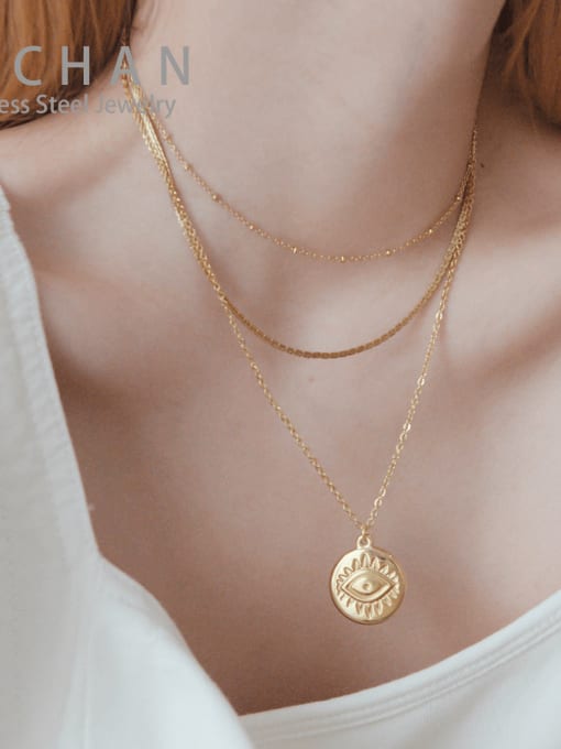 YAYACH French Fine Eye Coin Pendant Multi-layered snake-shaped clavicle chain 1