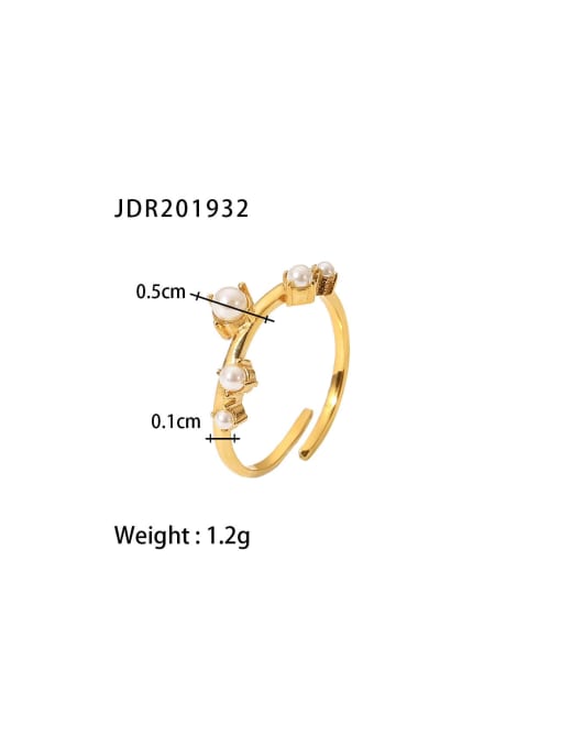 J&D Stainless steel Freshwater Pearl Geometric Dainty Ring 2
