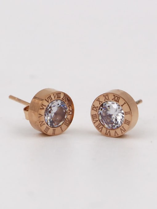 K.Love Titanium Rhinestone Number Minimalist Stud Earring 1