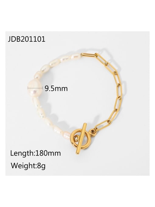 JDB201101 Stainless steel Freshwater Pearl Geometric Dainty Beaded Bracelet