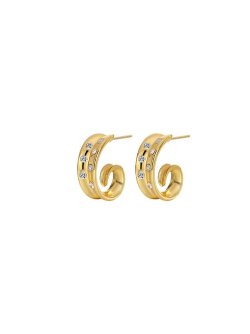 QJM Brass Cubic Zirconia Geometric Trend Stud Earring