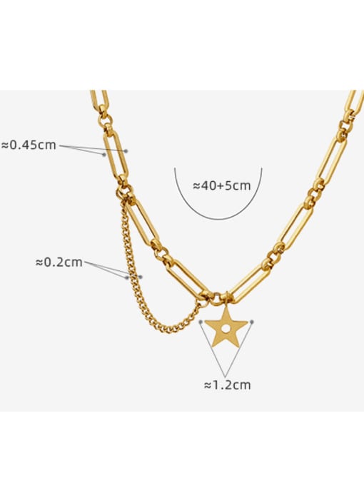 MAKA Titanium Steel Pentagram Hip Hop Hollow Chain Necklace 2
