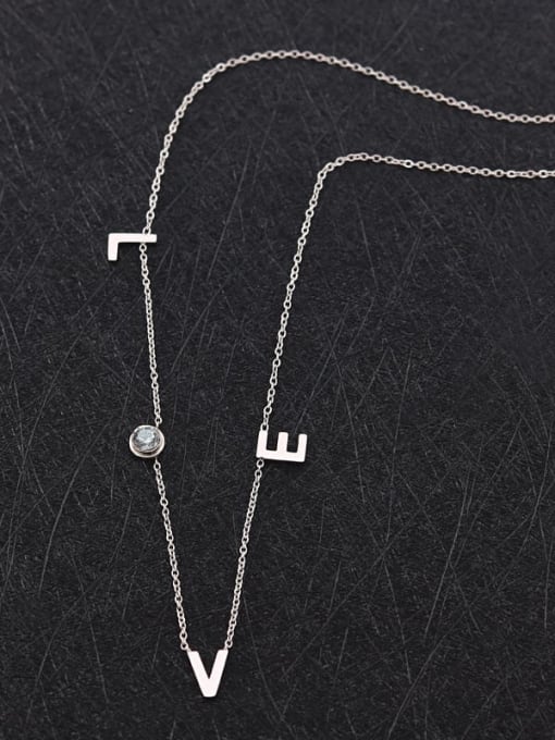 BELII Titanium Steel Rhinestone Letter Minimalist Necklace