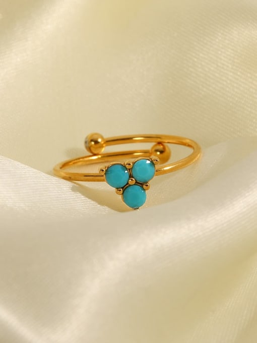 J&D Stainless steel Turquoise Geometric Vintage Band Ring 0