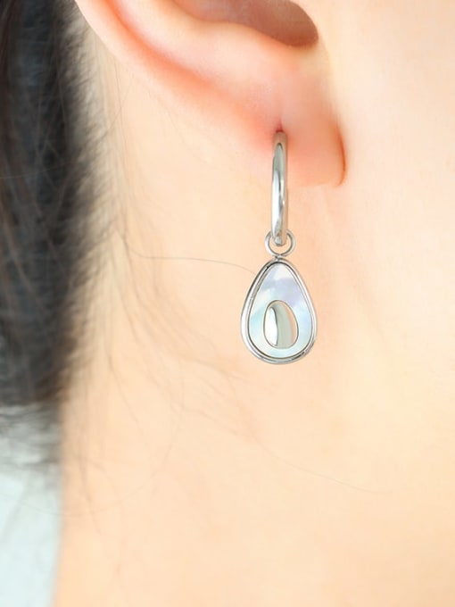 F706 steel color earrings Titanium Steel Enamel Friut Vintage Huggie Earring