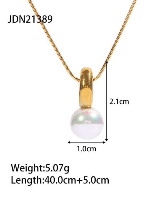 JDN21389 Stainless steel Imitation Pearl Geometric Minimalist Necklace