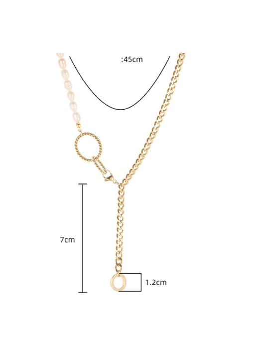 YAYACH Stainless steel Imitation Pearl Tassel Vintage Lariat Necklace 2