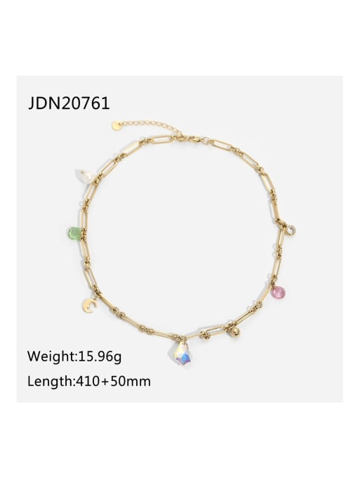 JDN20761 Stainless steel Glass Stone Water Drop Dainty Choker Necklace