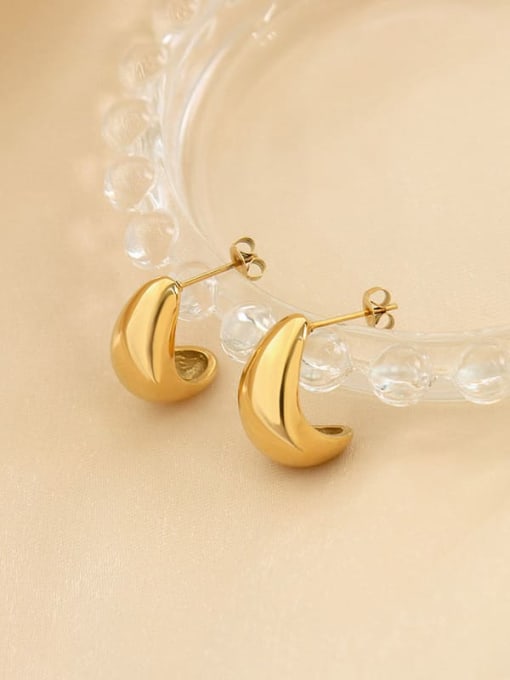 F536 Gold Earrings Titanium Steel Geometric Minimalist Stud Earring
