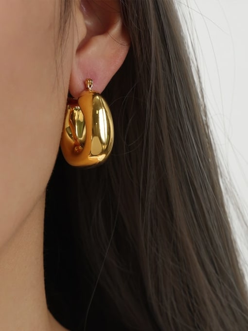 F1035 Gold Earrings Titanium Steel Geometric Hip Hop Huggie Earring