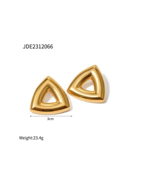 JDE2312066 gold Titanium Steel Triangle Minimalist Stud Earring