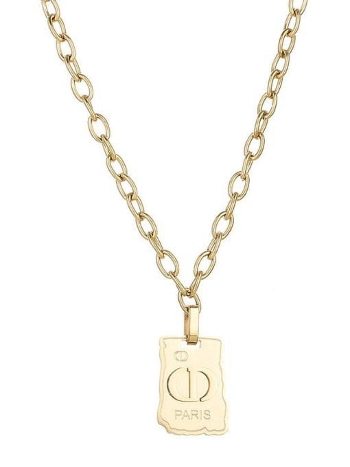 SN21110803G Stainless steel Geometric Vintage Letter C D Pendant Necklace