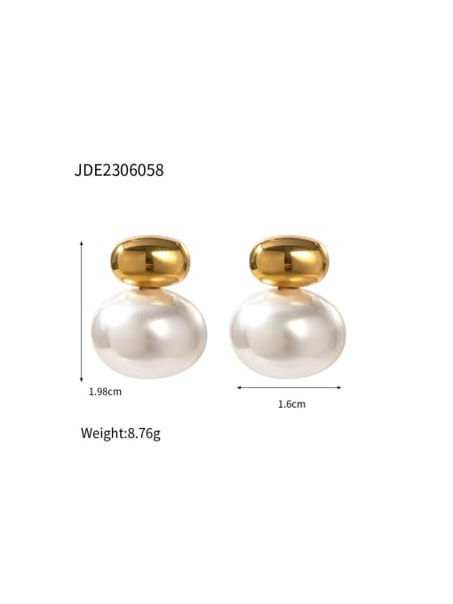 J&D Stainless steel Imitation Pearl Geometric Dainty Stud Earring 3