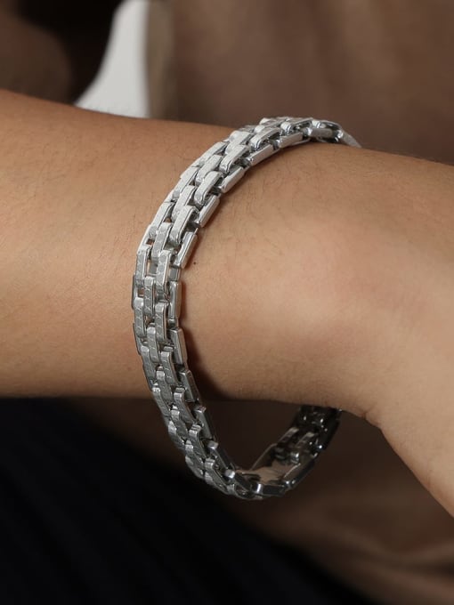 Steel diagonal Japanese buckle bracelet Titanium Steel Geometric Trend Link Bracelet