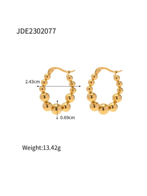 J&D Stainless steel Bead Geometric Vintage Huggie Earring 1