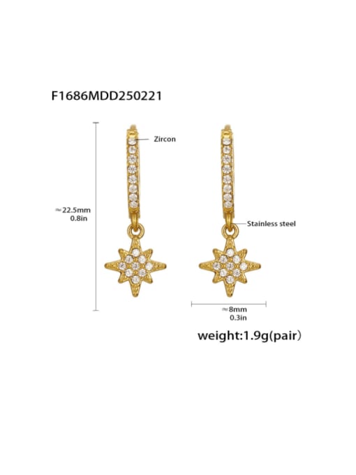 F1686 Golden Earrings Stainless steel Cubic Zirconia Moon Minimalist Huggie Earring