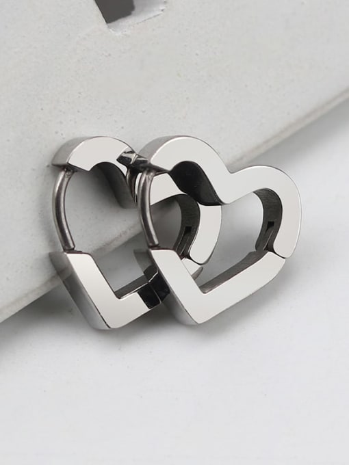 Love steel one 14mm Stainless steel Geometric Minimalist Single Earring(Single-Only One)
