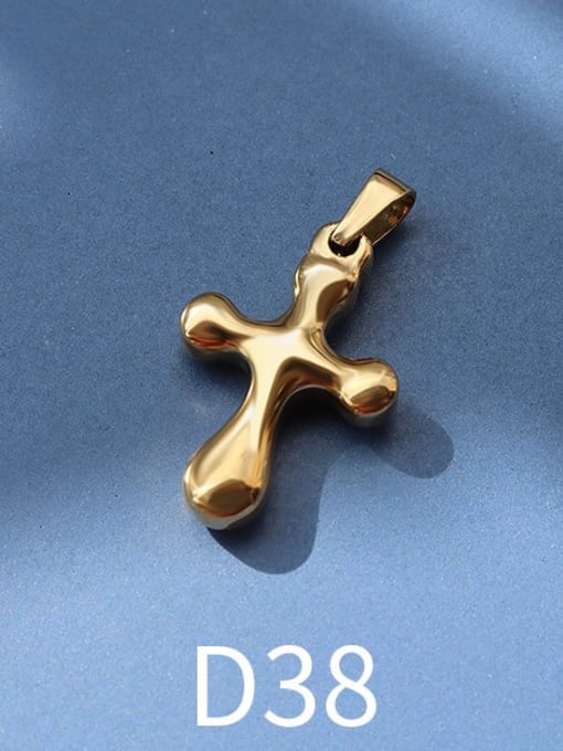 D38 gold Titanium 316L Stainless Steel Vintage  Cross Pendant with e-coated waterproof
