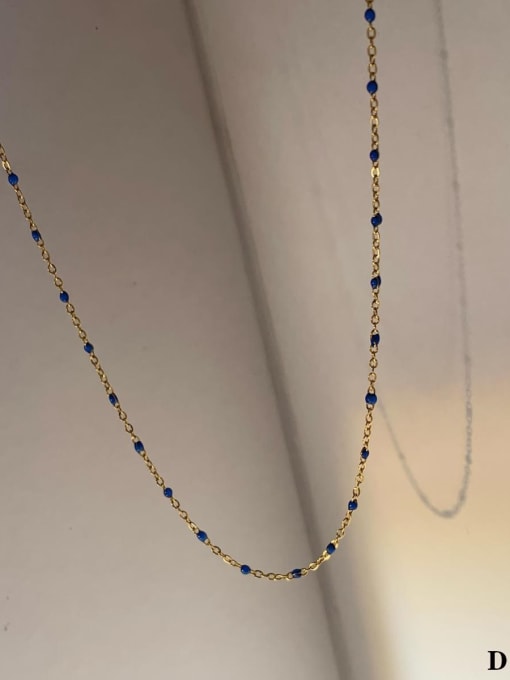 Deep blue dripping oil D1148 Stainless steel Enamel Geometric Dainty Necklace