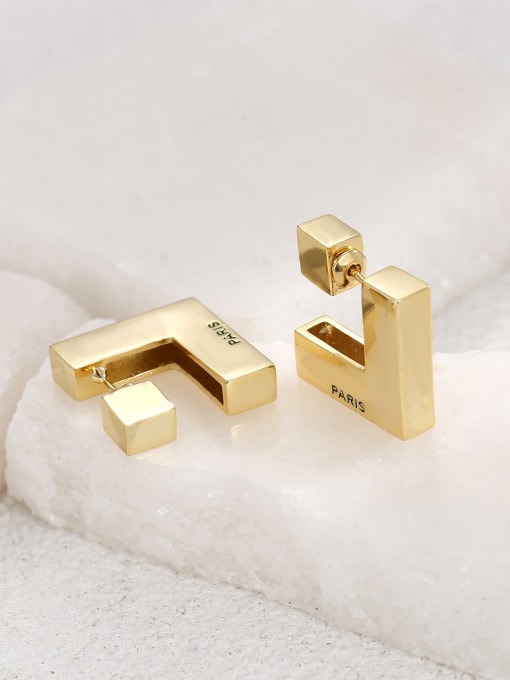H00760 gold Brass Geometric Minimalist Stud Earring