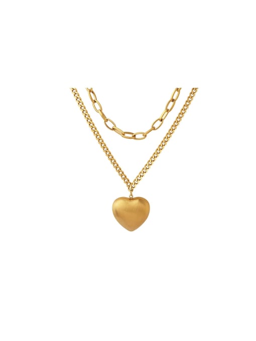MAKA Titanium Steel Heart Trend Multi Strand Necklace
