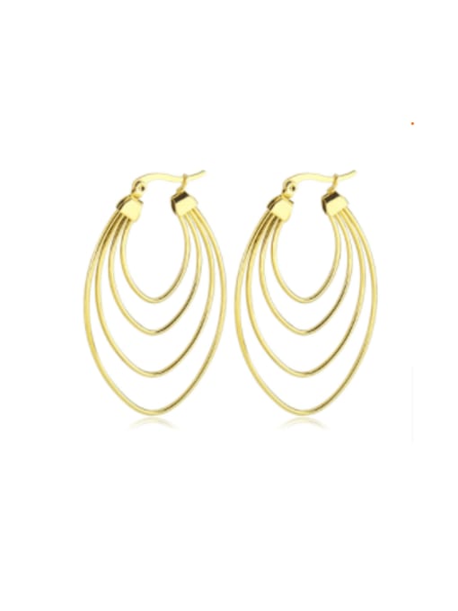 Gold Titanium Steel Geometric Minimalist Huggie Earring