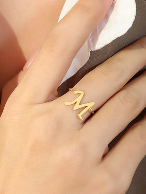 Golden Ring Titanium Steel Letter Minimalist Band Ring