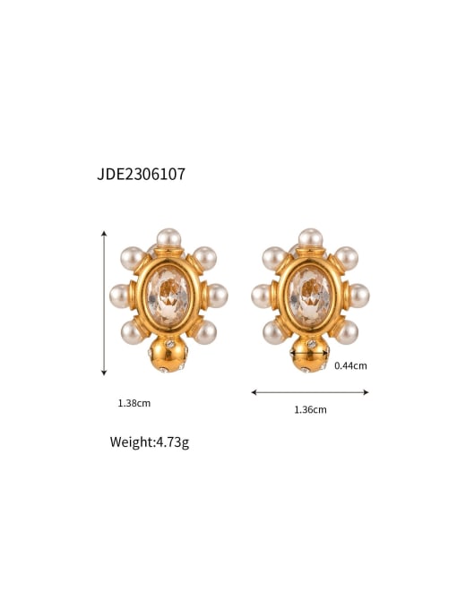 JDE2306107 Stainless steel Imitation Pearl Geometric Trend Stud Earring