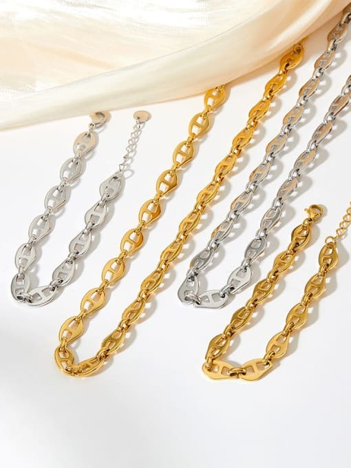 Clioro Stainless steel Geometric Chain Minimalist Link Bracelet 3