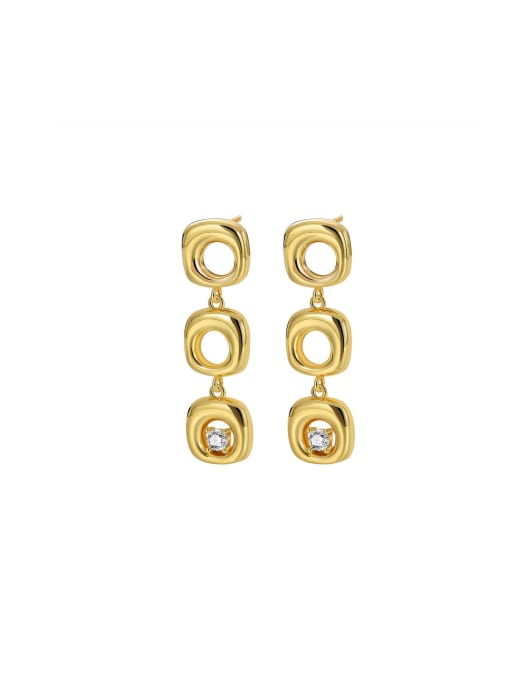Clioro Brass Cubic Zirconia Geometric Trend Stud Earring 0