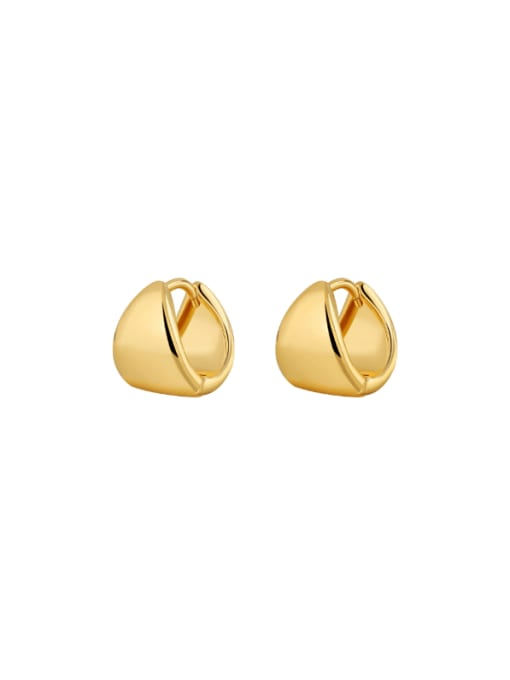 QJM Brass Geometric Minimalist Huggie Earring 0