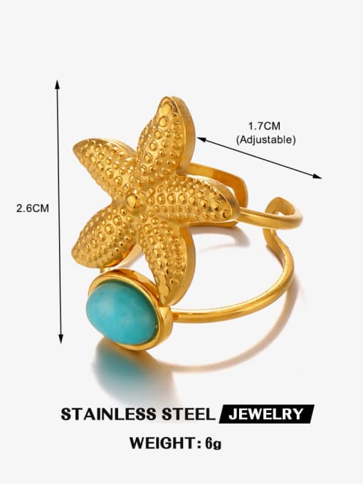 Fine throwing starfish ring in gold Stainless steel Hip Hop Star Ring And Earring Set