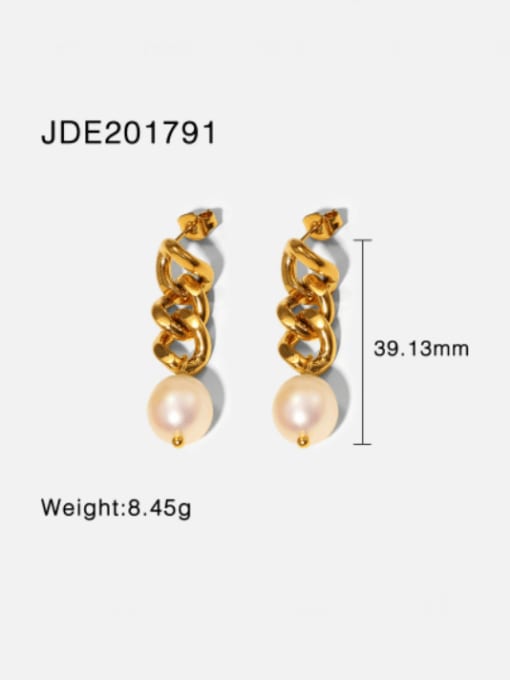 JDE201791 Stainless steel Imitation Pearl Geometric Minimalist Drop Earring