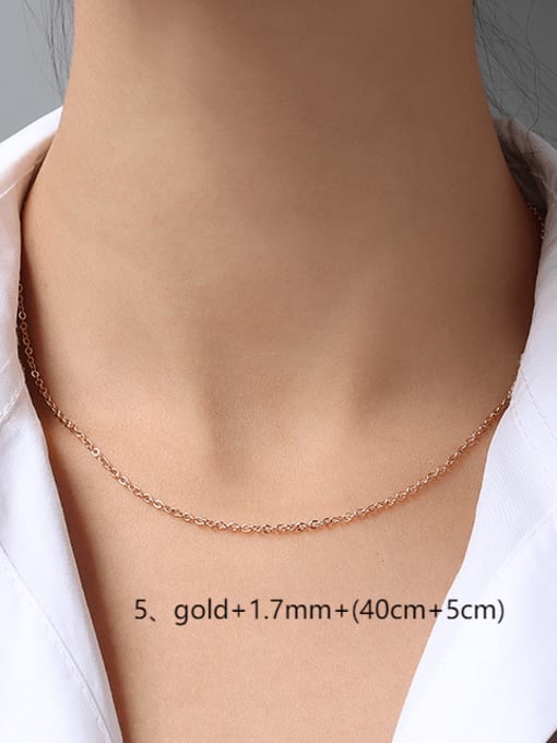 ⑤  gold +1.7mm+(40cm+5cm) Titanium 316L Stainless Steel Minimalist  Chain with e-coated waterproof