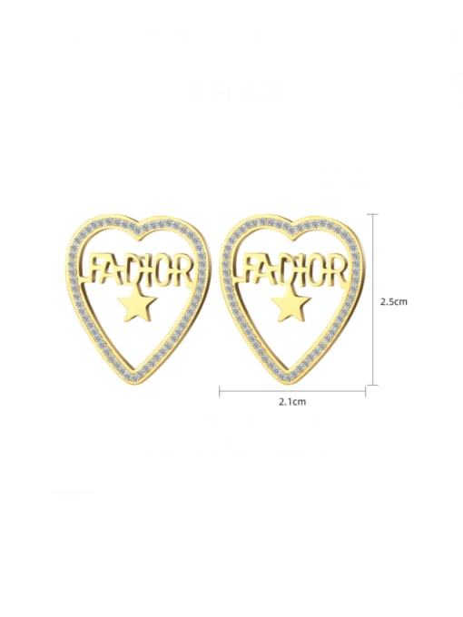 YAYACH Titanium Steel Cubic Zirconia Heart Minimalist Stud Earring 1