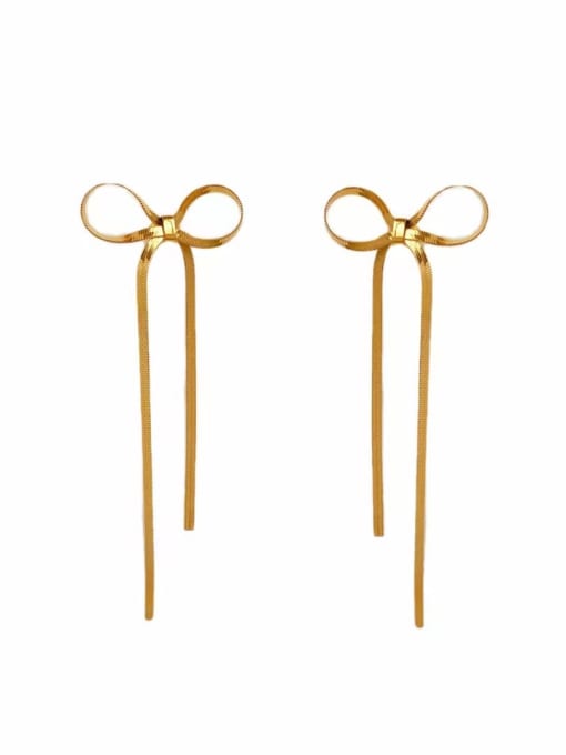 Long Gold Earrings DKE2518 Stainless steel  Dainty Bowknot Earring Bracelet and Necklace Set