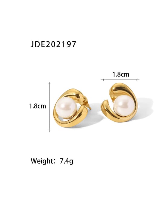 J&D Stainless steel Freshwater Pearl Geometric Trend Stud Earring 2