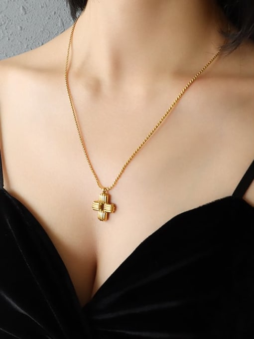 Gold necklace 50 cm Titanium Steel Cross Vintage Necklace