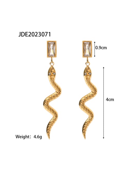 J&D Stainless steel Cubic Zirconia Green Snake Dainty Stud Earring 2