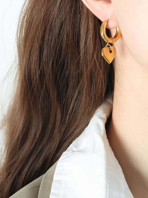 F735 Gold Earrings Titanium Steel Heart Trend Drop Earring