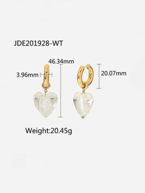 JDE201928 WT Stainless steel Enamel Heart Vintage Huggie Earring