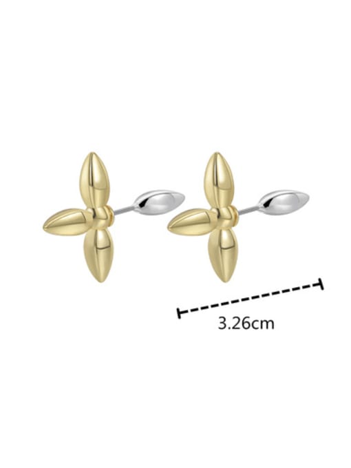 Clioro Brass Cross Minimalist Stud Earring 3