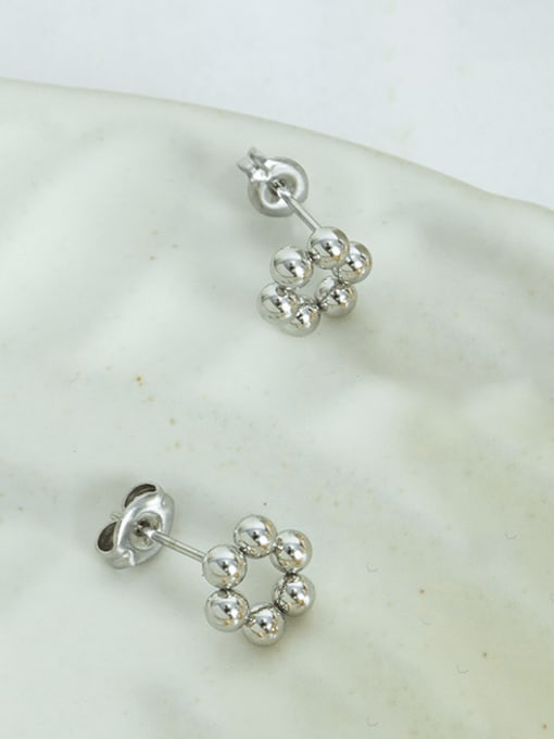 MAKA Titanium Steel Bead Flower Minimalist Stud Earring 3
