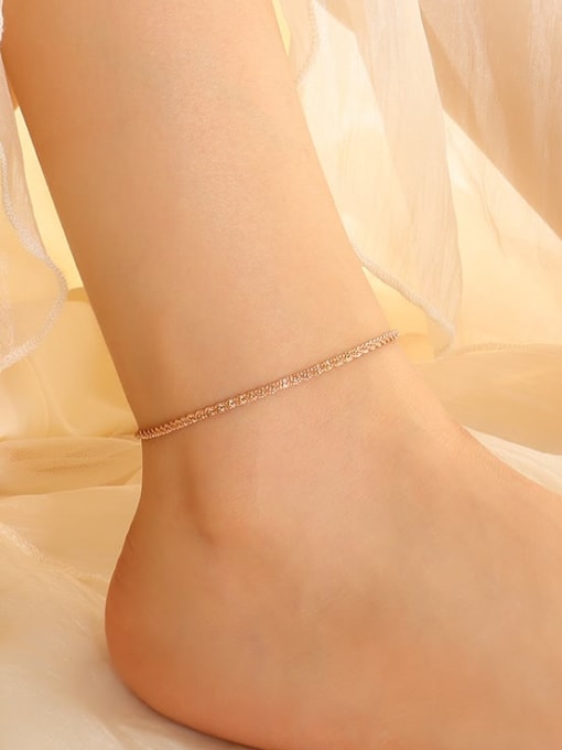 S076 rose Anklet 20 +5cm Titanium Steel Irregular Minimalist Anklet