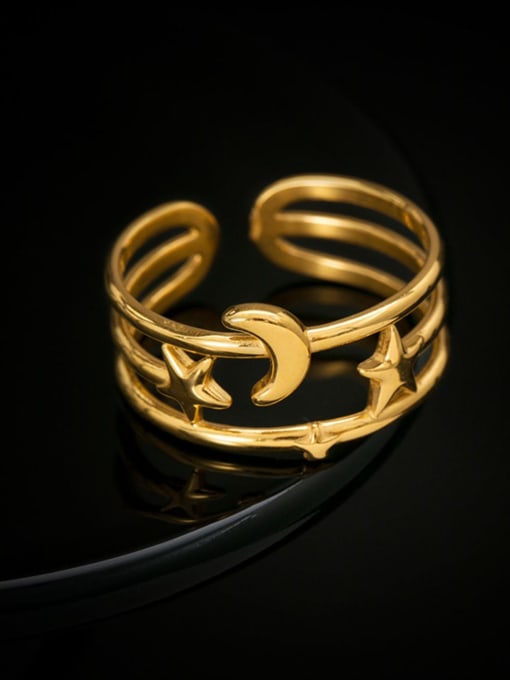 Star Moon Ring Gold Titanium Steel Star Trend Band Ring