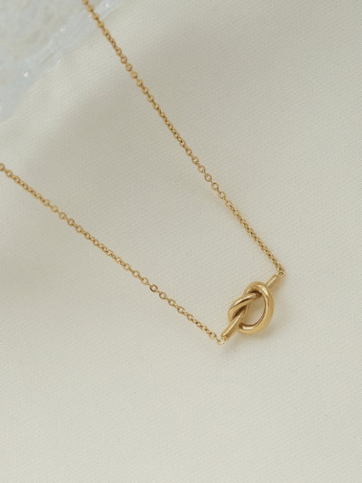 Gold Titanium 316L Stainless Steel Knot Heart Minimalist Necklace with e-coated waterproof