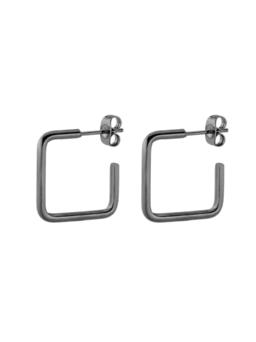 Square black (20mm pair) Titanium Steel Geometric Minimalist Huggie Earring