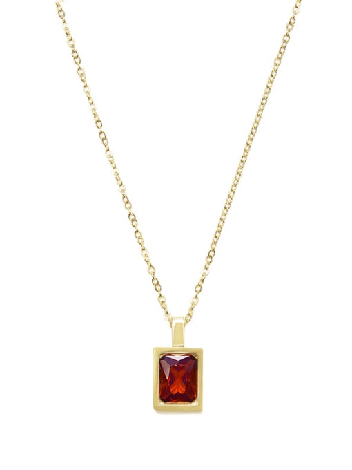 Red Light luxury compact French square color zirconium necklace