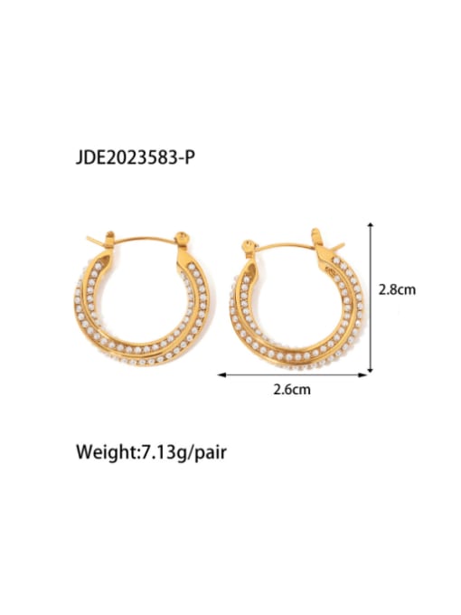 JDE2023583 p Stainless steel Cubic Zirconia Geometric Vintage Hoop Earring